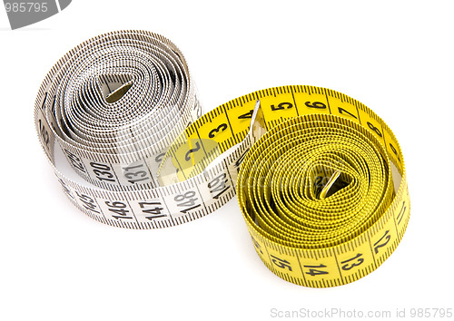 Image of Yellow and white measuring tapes