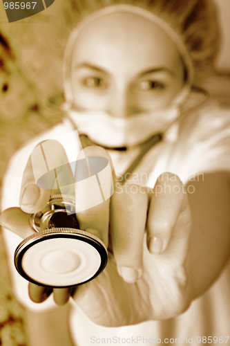 Image of Young doctor with stethoscope.