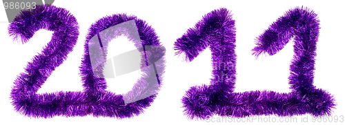 Image of 2011 made of violet tinsel
