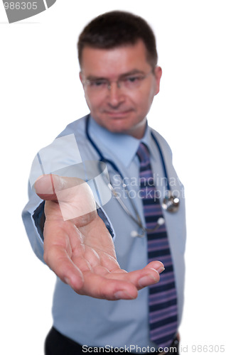 Image of Doctor handshake isolated on white