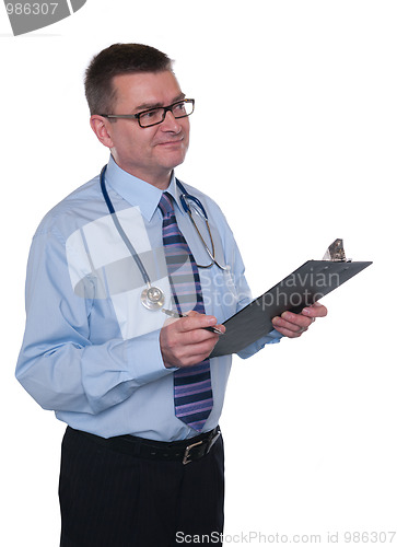 Image of Male doctor isolated on white smiling