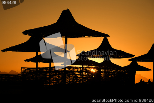 Image of sunset on sea resort 