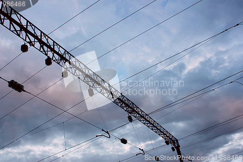 Image of Power line of electric trains