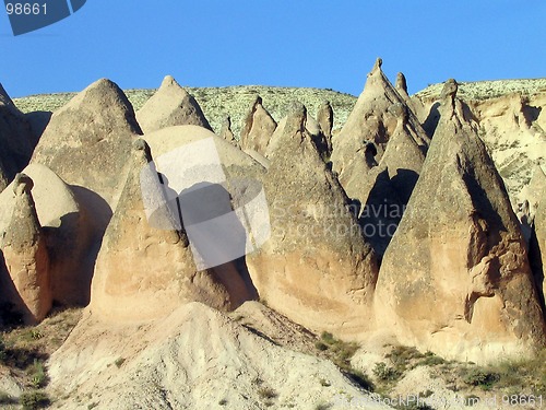 Image of Conical rock formations in Cappadocia, Turkey