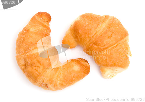 Image of Two croissants isolated on white 