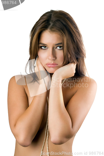 Image of Portrait of sulking young woman