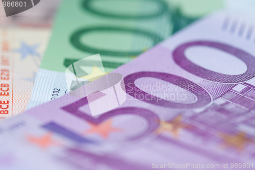 Image of Close up of euro bills