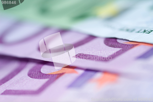 Image of Close up of euro bills