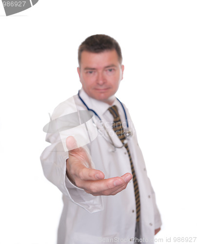 Image of Friendly doctor offers hand in friendship