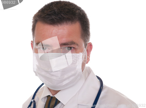 Image of Doctor with mask isolated on white