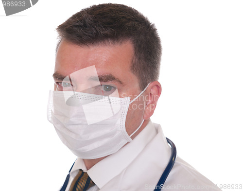 Image of Doctor with mask isolated on white