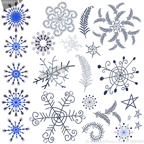 Image of Collection snowflakes and design elements