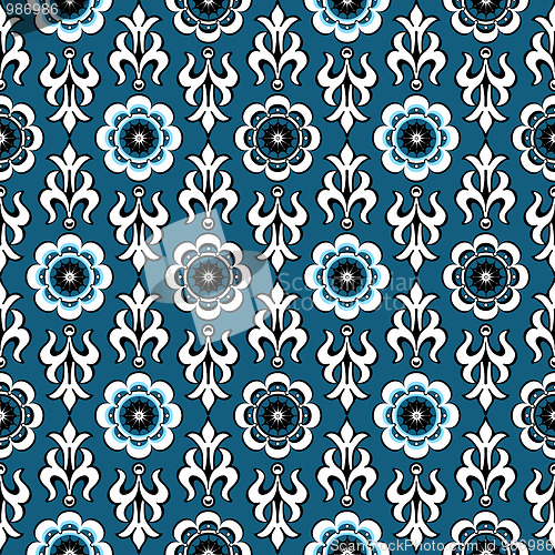 Image of Blue vintage seamless pattern