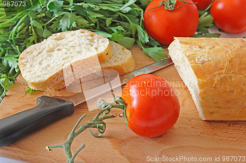 Image of Healthy food. Vegetables and bread