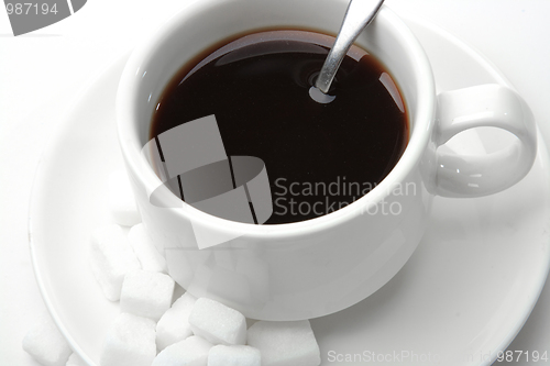 Image of White sugar and coffee