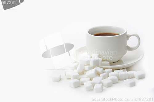 Image of White sugar and coffee