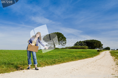 Image of Hitch hiking girl