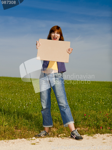 Image of Girl with a paper card