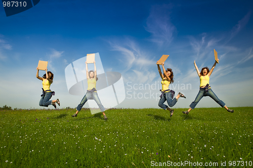 Image of Girl with a paper card