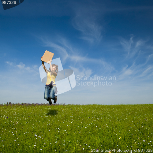 Image of Girl with a paper card