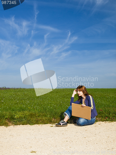 Image of Hitch hiking girl