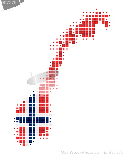 Image of Map and flag of Norway