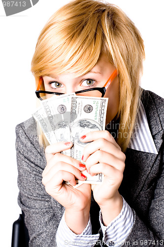 Image of businesswoman with money