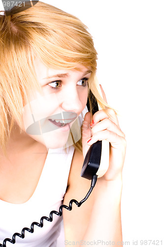 Image of woman with retro telephone