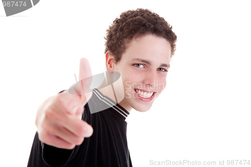 Image of young man smiling, with thumb up
