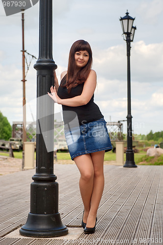 Image of Beautiful girl on lantern.