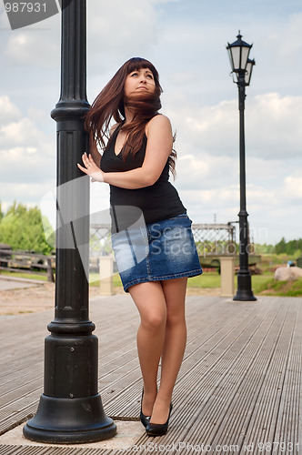 Image of Beautiful girl on lantern.