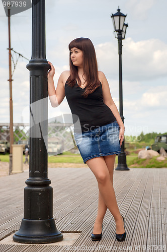 Image of Beautiful girl on lantern.
