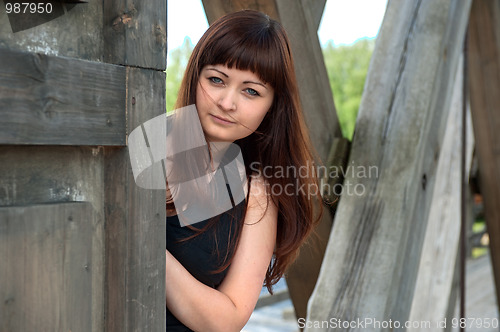Image of Beauty girl in watch box.