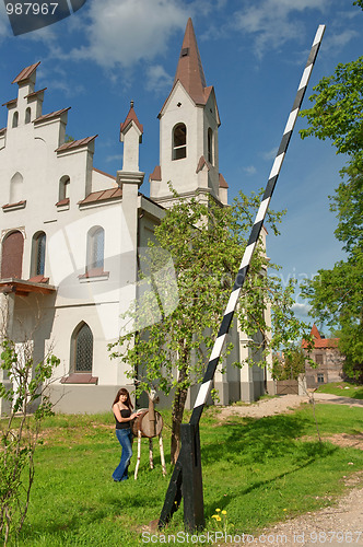 Image of Girl near the church.