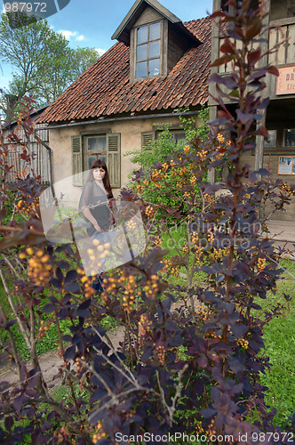 Image of Beauty girl in garden.