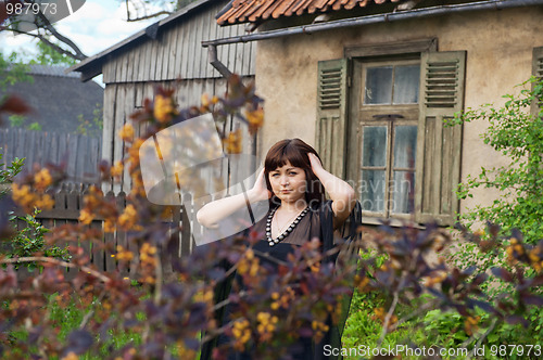 Image of Beauty girl in garden.