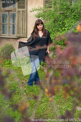 Image of Beauty girl in garden.