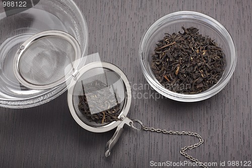 Image of Still life with black tea leaves