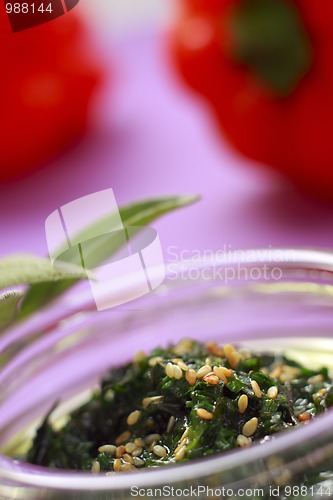 Image of Herbal green dressing with sesame seeds