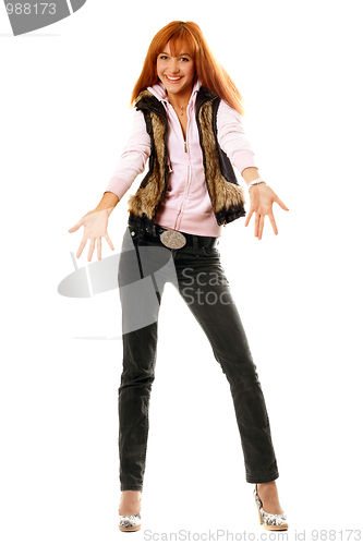 Image of Joyful red-haired young woman 