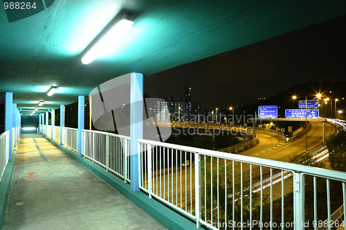 Image of footbridge at night