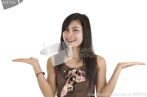 Image of woman presenting something