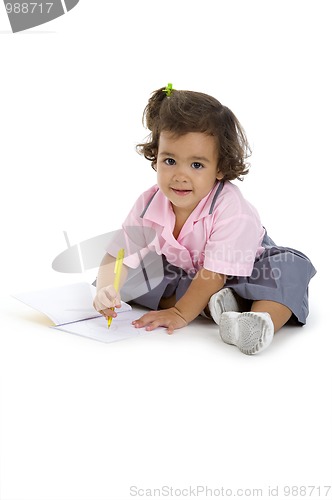 Image of cute girl writing