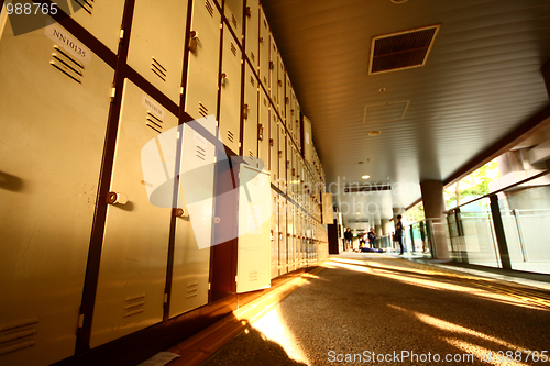 Image of School Hallway with Student Lockers 