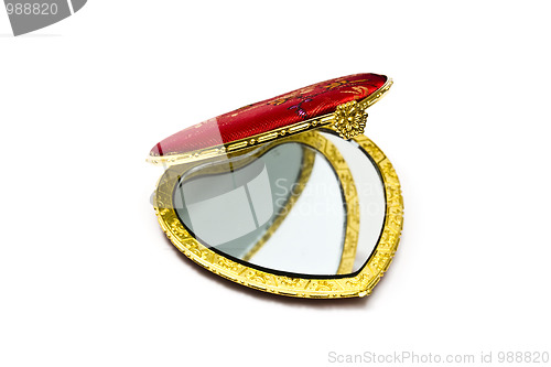 Image of Red cosmetic mirror isolated on white 