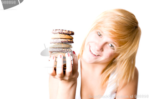 Image of woman with chocolate chip cookies