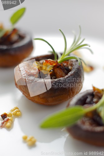 Image of Fried button mushrooms close-up