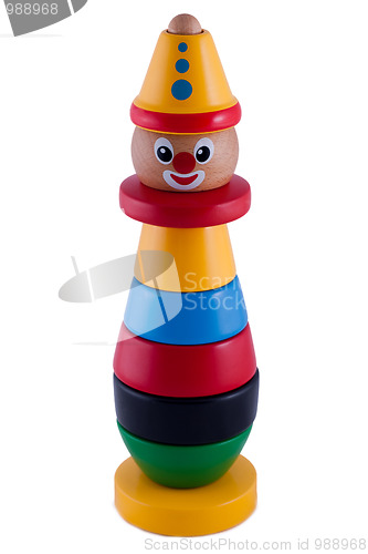 Image of Baby wooden stacking clown isolated on white background