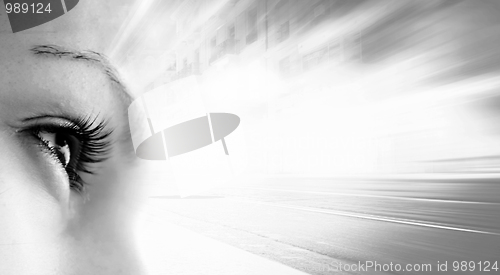 Image of Women's eye - looking forward.Isolated on white.