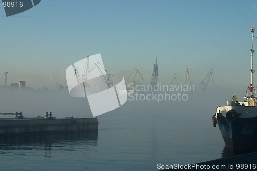 Image of  Fog over harbor